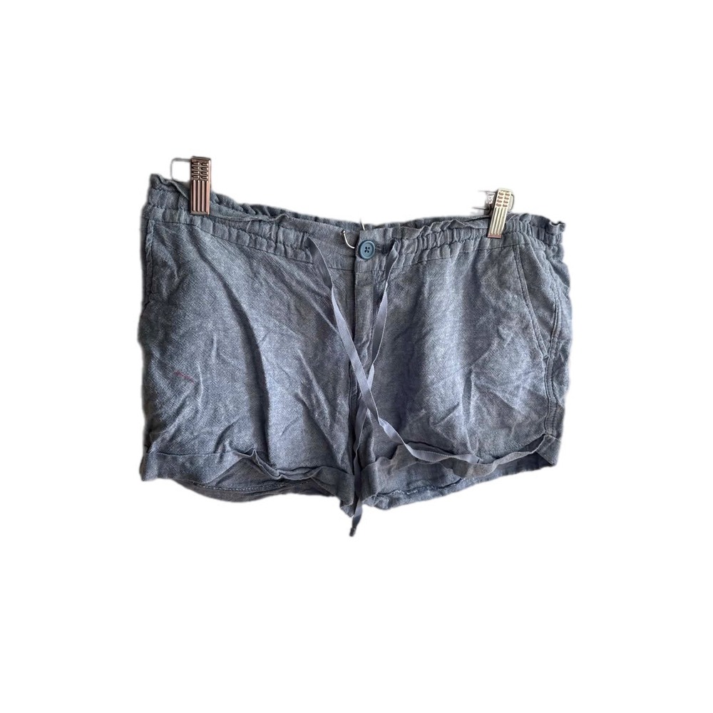 Old Navy Linen Blend Shorts Womens 8 Blue Excellent Elastic Waist Drawstring
